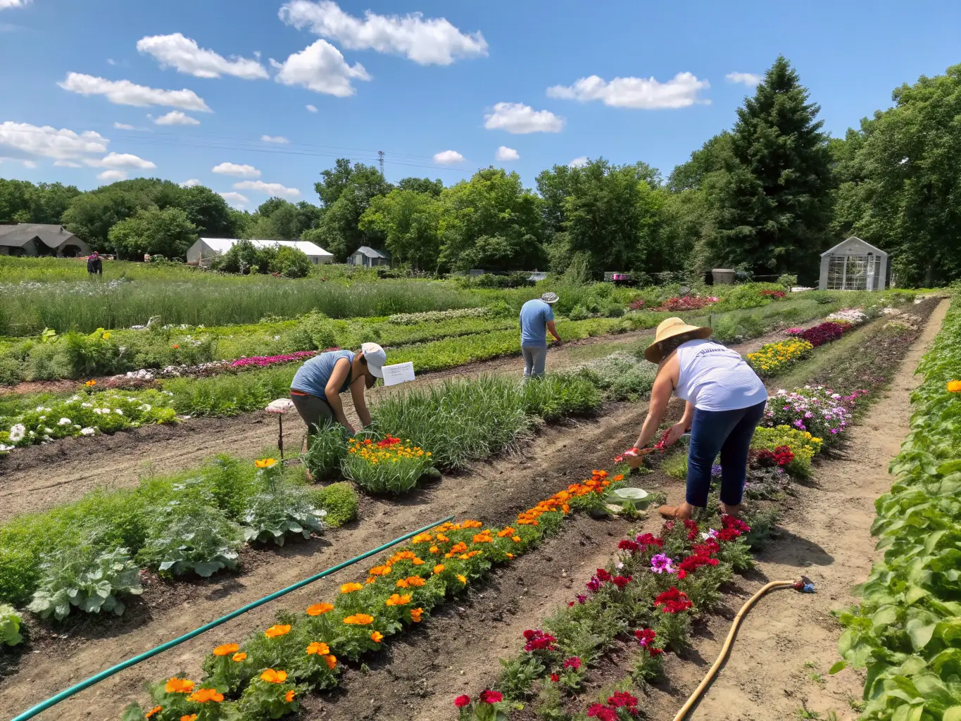 A photograph of a community garden in South Africa, with diverse individuals working together, symbolizing collaboration and sustainable community development.