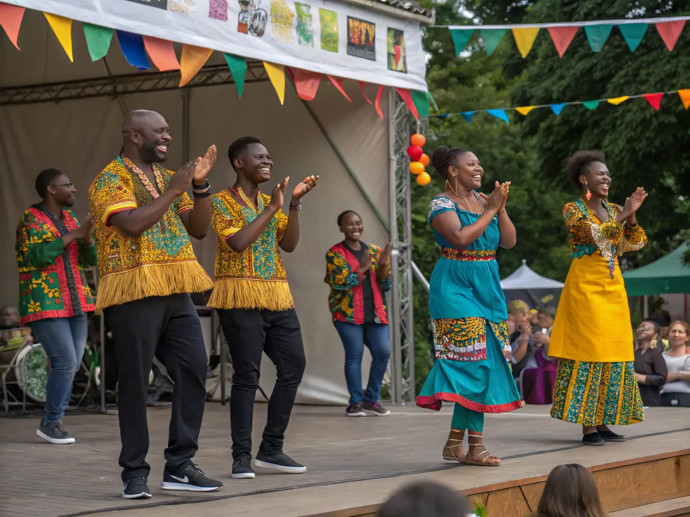 A photograph of a community event in South Africa, showcasing cultural performances and community members enjoying themselves, highlighting the platform's role in promoting social interaction.